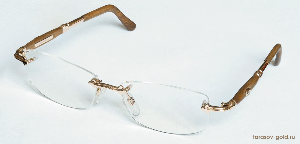 Мужские очки из золота по индивидуальному заказу # ST1612-04 /Au 750`, железное дерево